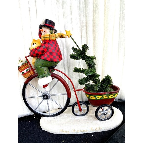 Raz Imports Snowman Cicle and Tree Christmas Figurine 9" - Picture 1 of 7